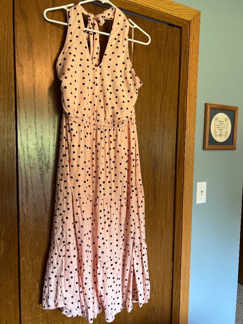 Pink with black polkadot halter style dress